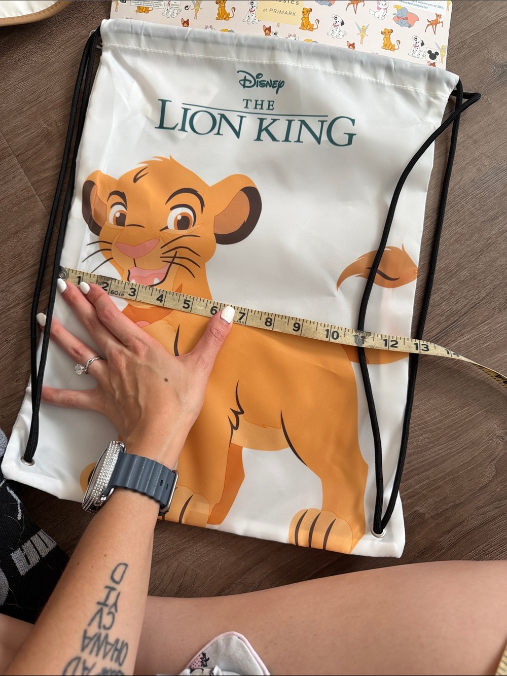NWT Disney Lion King Kids White & Orange Simba Drawstring Bag with Black Cords - Picture 4 of 4